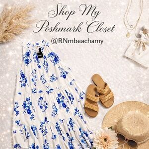 Floral Blue and White Dress